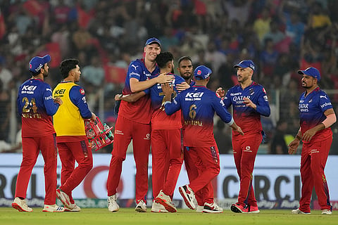 RCB players greet each other at the end of game